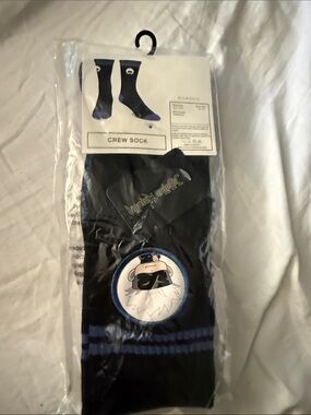 Bioworld Black Socks with Blue Stripes and Character Patch